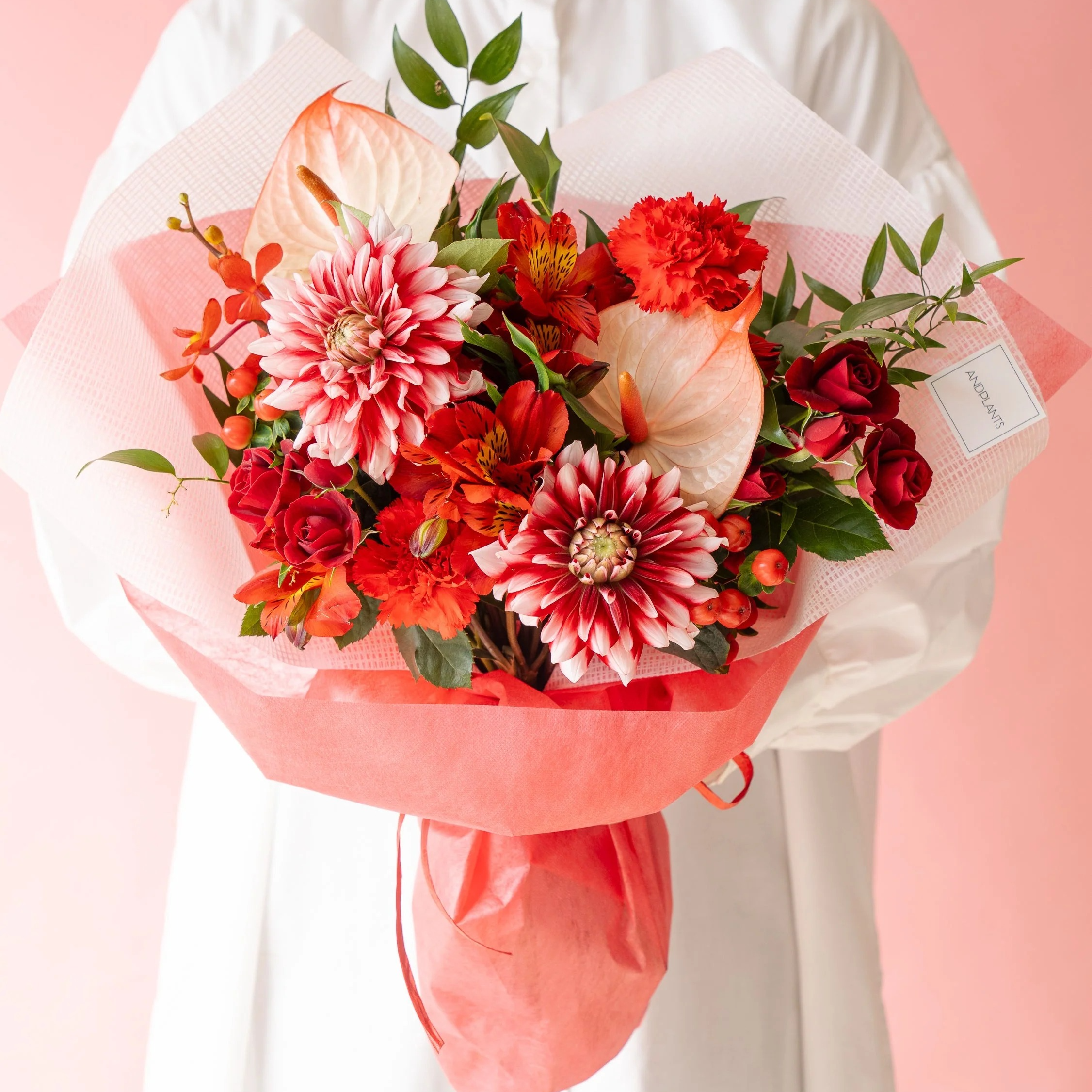 【母の日】ダリアのブーケ  - レッド - | AND PLANTS