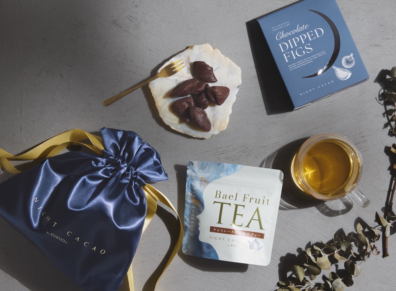 いちじくのダークチョコレートがけ＆ハーブティーのセット | Night Cacao by KOKODii