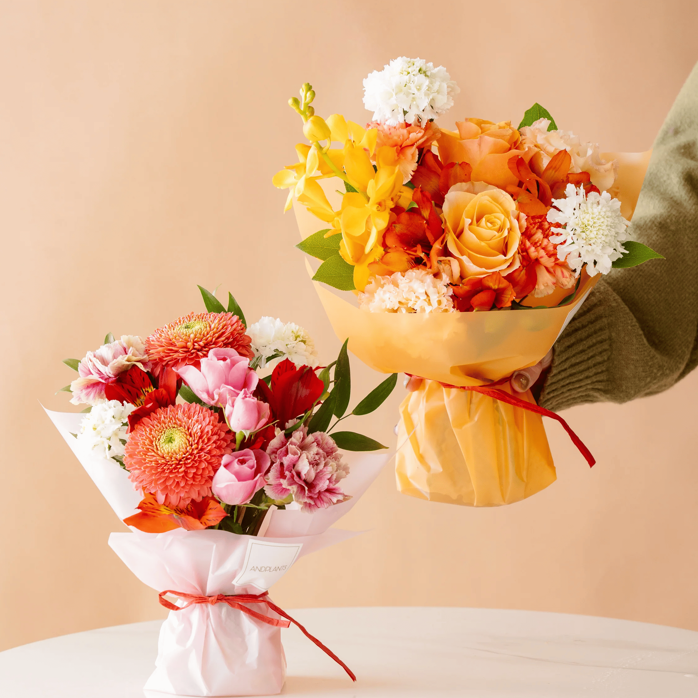 【母の日】そのまま飾れる花束 - ピンク&レッド - | AND PLANTS