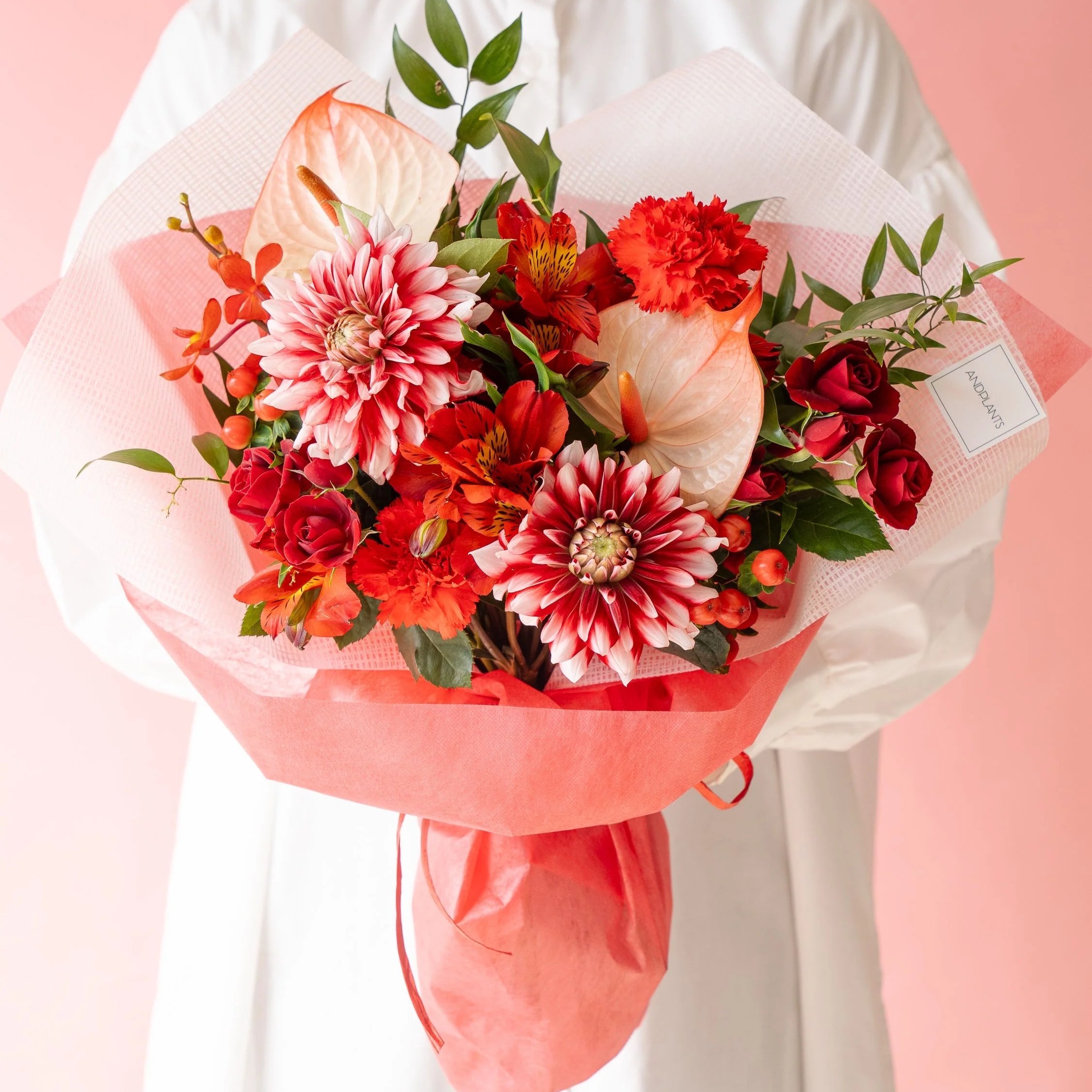 【母の日】ダリアのブーケ  - レッド - | AND PLANTS