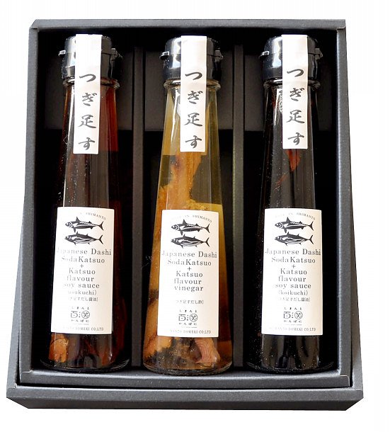 つぎ足す鰹だし 醤油・酢3本セット | SHIMANTO DOMEKI CO.,LTD.