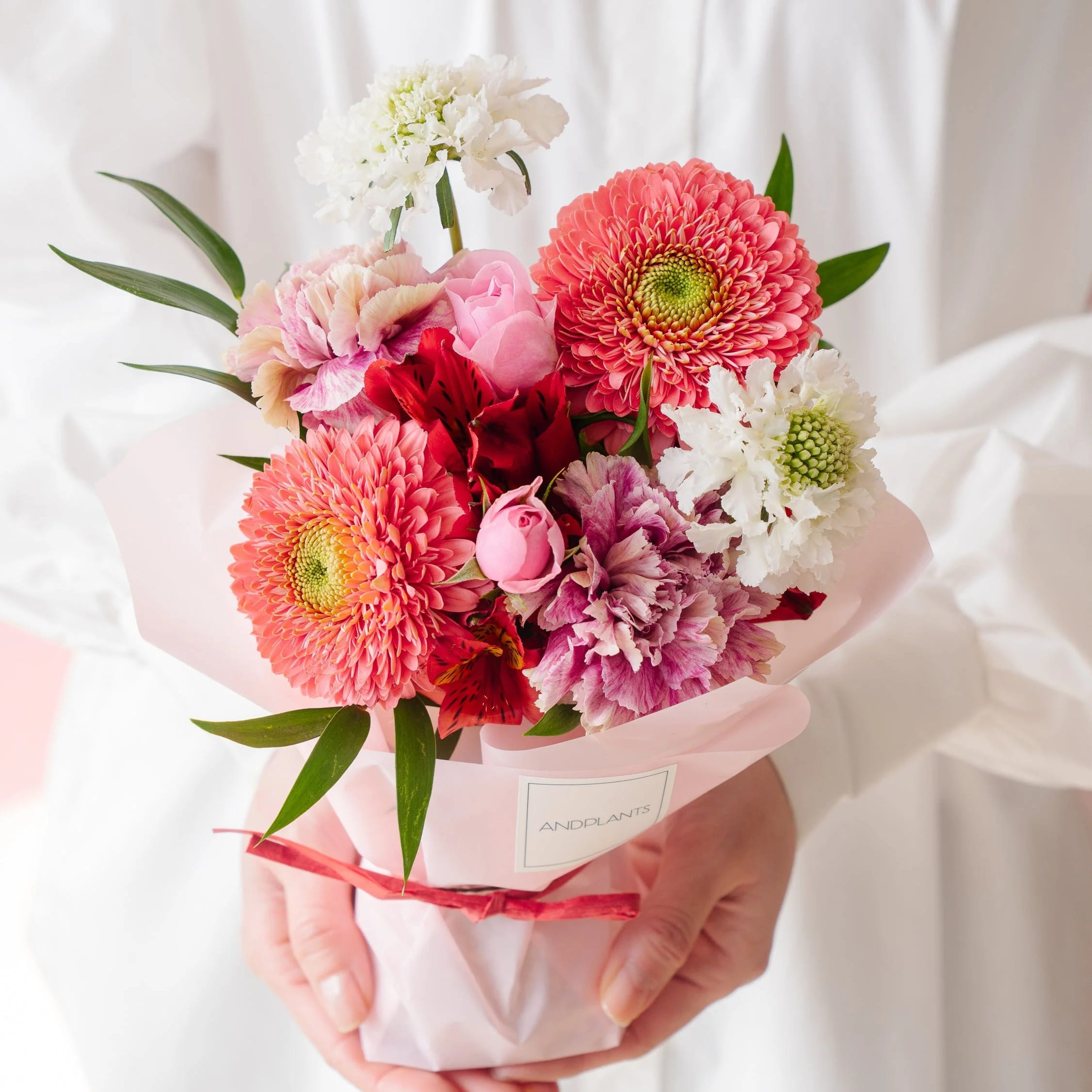 【母の日】そのまま飾れる花束 - ピンク&レッド - | AND PLANTS